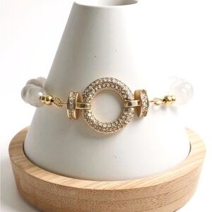 White Luster & Matte Crystal Pave Bracelet